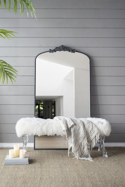 66" x 36" Full Length Mirror, Arched Mirror Hanging or Leaning Against Wall, Large Black Mirror for Living Room