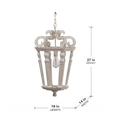 Wood Chandelier, Hanging Light Fixture with Adjustable Chain for Kitchen Dining Room Foyer Entryway, Bulb Not Included