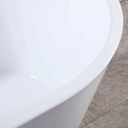 59" Acrylic Freestanding Bathtub-Acrylic Soaking Tubs, White Bathtub, Oval Shape Black Freestanding Bathtub With Chrome Overflow and Pop Up Drain