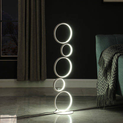 38.5" In Else Nordic 5-Ring Shaped White Led Metal Table Lamp