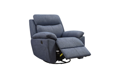 Electric Power Swivel Glider Rocker Recliner Chair with USB Charge Port - Blue
