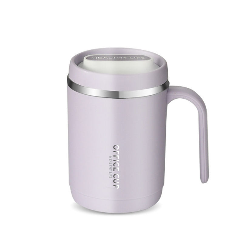 1pc Stainless Steel Cups With Lid; 16 Oz 304 Stainless Steel Tumblers Durable Coffee Mug With Splash Proof Sliding Lid; Drink With Lid Open; Non-Insulated Mug; Without Straw