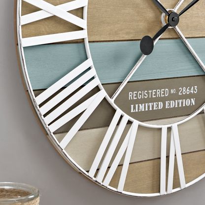 FirsTime & Co. Blue Maritime Planks Wall Clock, Farmhouse, Analog, 24 x 2 x 24 in