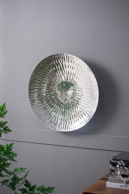 Silver Textured Oversized Disc, Wall Decor for Living Room Bedrrom Entryway Office, Set of 3
