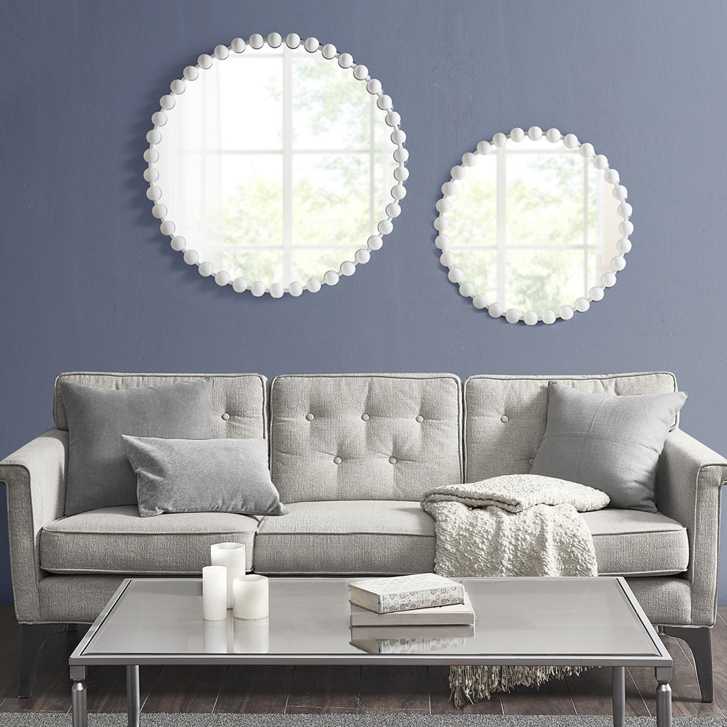 Beaded Round Wall Mirror 36"D
