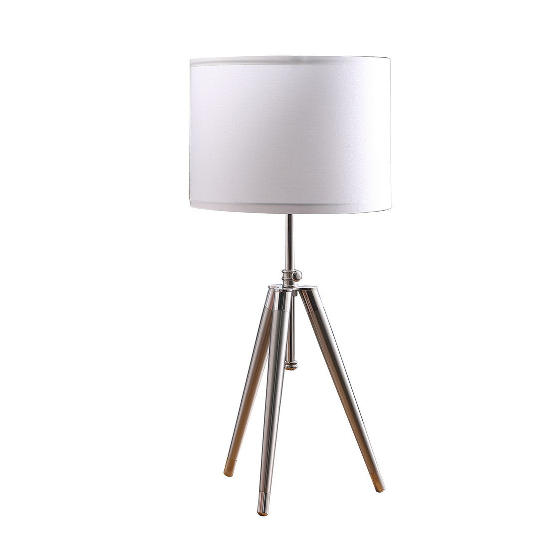 34.25" - 29.25" In Mid-Century Adjustable Tripod Chrome/Silver Metal Table Lamp