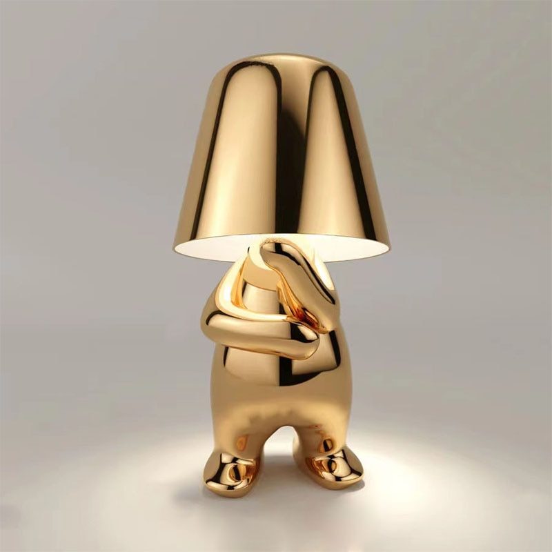Creative lights for gift; Thinker Lamp Collection; Bedside Touch Control Table Lamp Cordless Led Nightstand Desk Lamp Creative Golden Man with Dimmable Brightness for Living Room; Bedroom; Office
