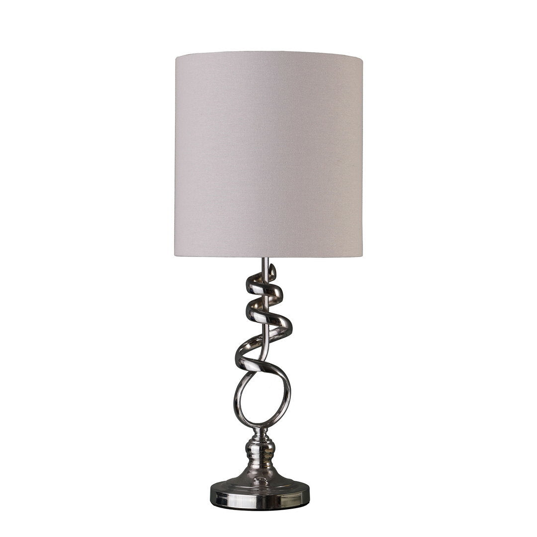 21.5-Inch Milo Abstract Brushed Silver Metal Table Lamp