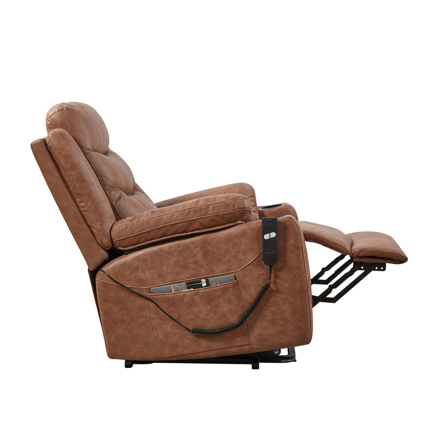 Liyasi Electric Power Lift Recliner Chair with 1 Motor, 3 Positions, 2 Side Pockets, Cup Holders,Suede fabric