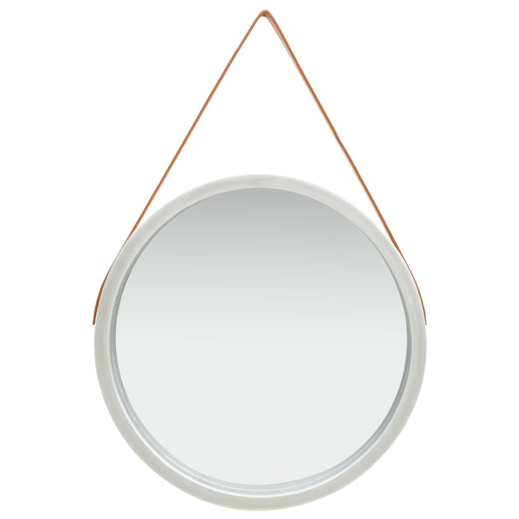Wall Mirror with Strap 23.6" Silver