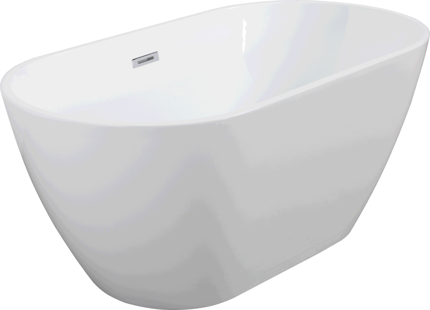 Shiny White Acrylic Freestanding Soaking Bathtub with Chrome Overflow and Drain, cUPC Certified - 63*28.8 22A09-63
