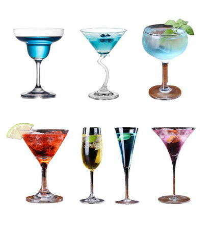 Set of 7 Crystal Cocktail Glass Martini Glass Triangle Glasses