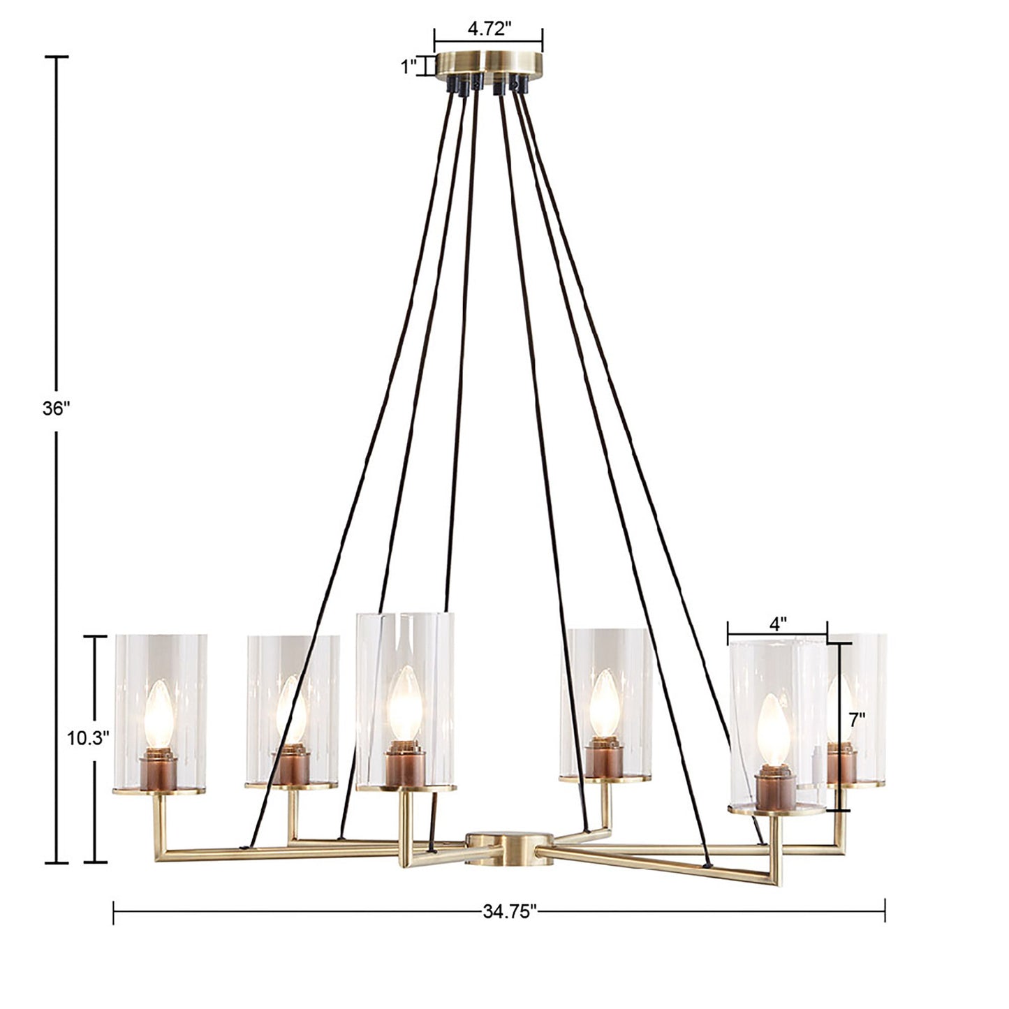 Trenton 6-Light Chandelier with Cylinder Glass Shades