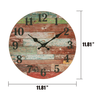 Stonebriar 12" Red Analog Round Farmhouse Battery Operated Wall Clock