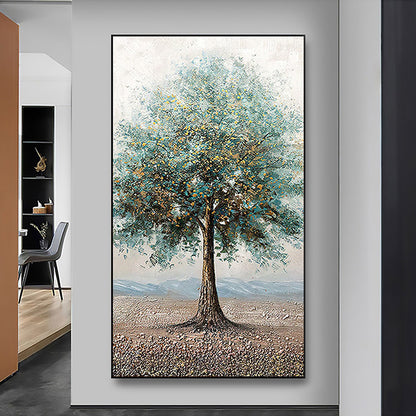 Hand Painted Oil Painting Original Tree Oil Painting on Canvas Extra Large Wall Art Abstract Minimalist Art Tree Wall Art Custom Painting Blue Decor Living Room Art