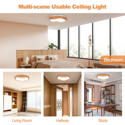 24W Modern LED Mount Ceiling Light with Wood Pattern and Metal Frame