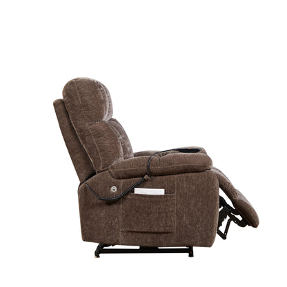 Liyasi Electric Power Lift Recliner Chair with 2 Motors Massage and Heat for Elderly, 3 Positions, 2 Side Pockets, USB Charge Ports, High-end Quality Cloth Power Reclining Chair
