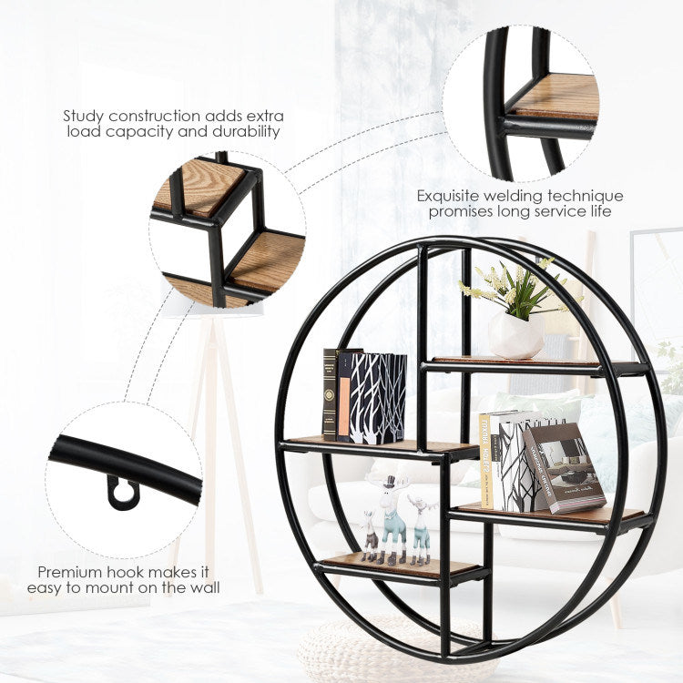 Hanging Storage Shelf Circular Wall-Mounted 4-Tier Rack