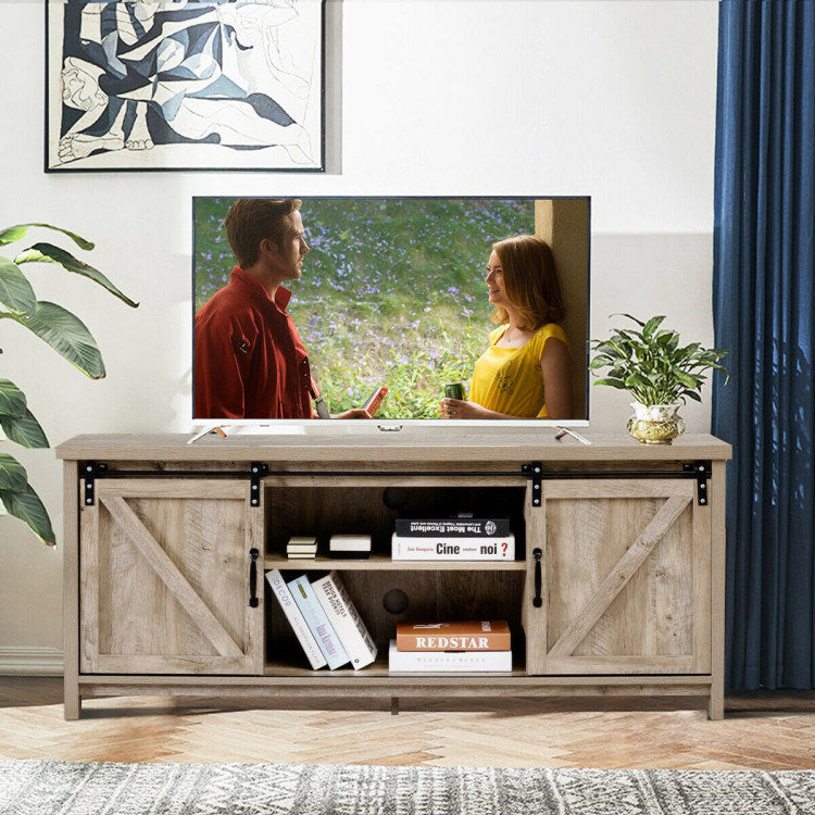 TV Stand Media Center Console Cabinet with Sliding Barn Door for TVs Up to 65 Inch