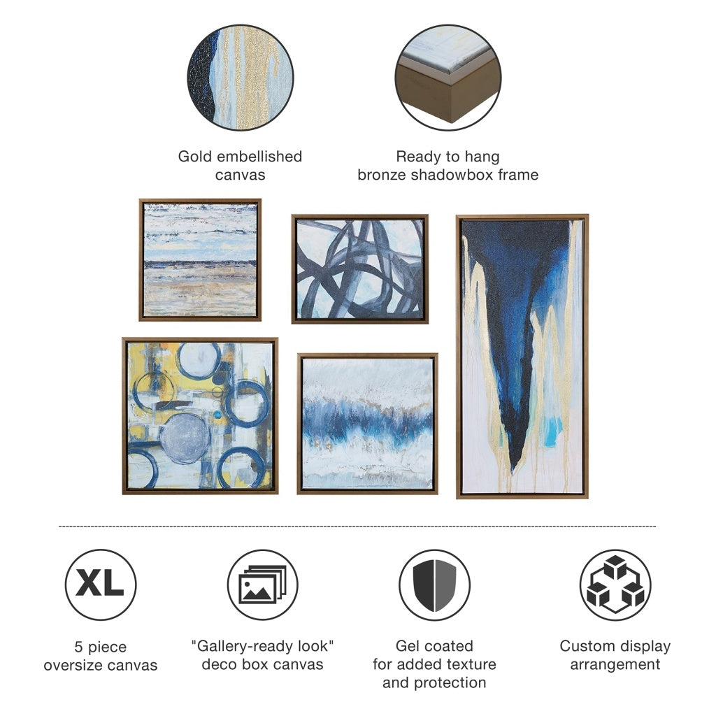 Abstract 5-piece Gallery Framed Canvas Wall Art Set