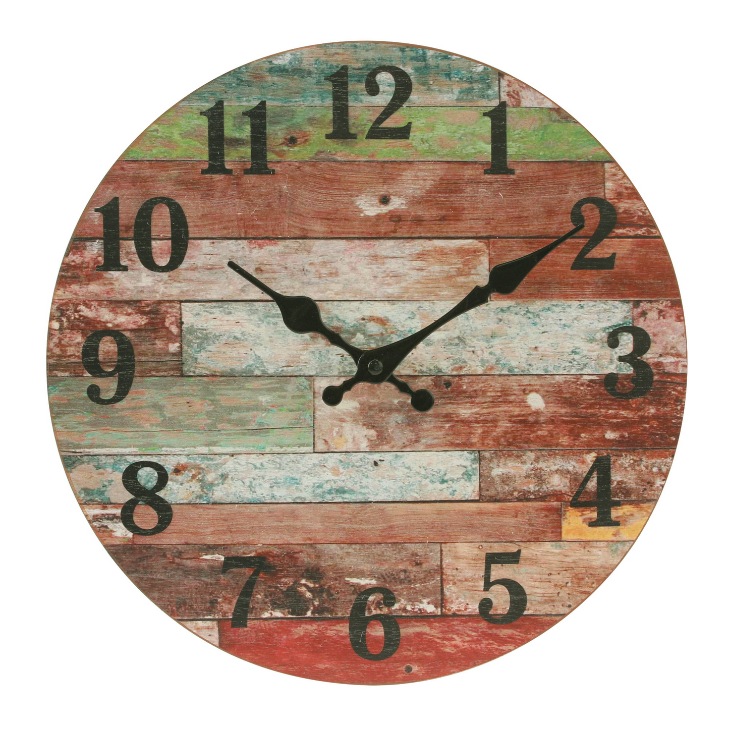 Stonebriar 12" Red Analog Round Farmhouse Battery Operated Wall Clock