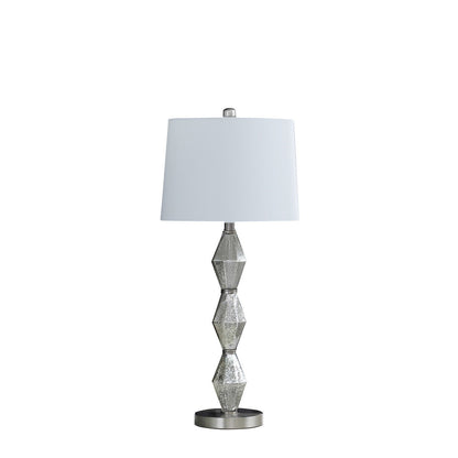 29.5" In Emil Moderne Geometric Glass Brushed Silver Table Lamp