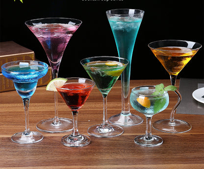 Set of 7 Crystal Cocktail Glass Martini Glass Triangle Glasses