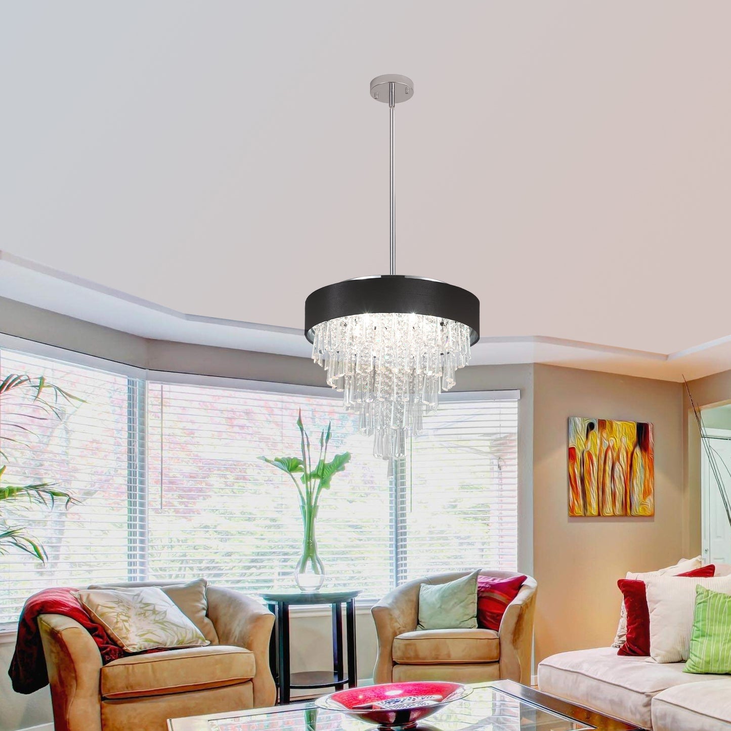 Modern Crystal Chandelier for Living-Room Round Cristal Lamp Luxury Home Decor Light Fixture