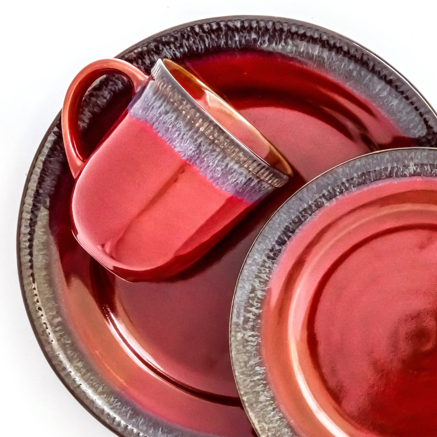 Better Homes & Gardens Painted Canyon 16 Pieces Dinnerware Set, Red