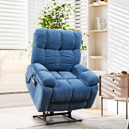 Liyasi Electric Power Lift Recliner Chair with Airbag Massage and Heating for Elderly, 3 Positions, 2 Side Pockets, USB Charge Ports, High-end Quality Cloth Power Reclining Chair