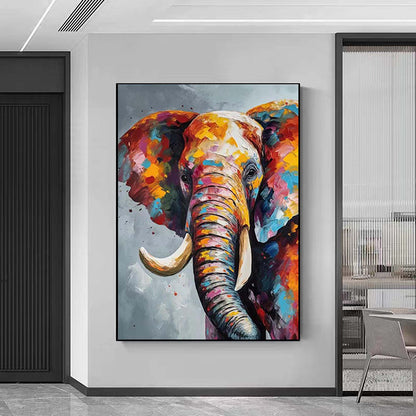 Hand Painted Oil Painting Boho Wall decor Colorful elephant Oil Painting on Canvas animal painting art large 3d wall art original painting Texture Acrylic custom oil