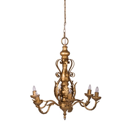 6 - Light 25.5" Metal Chandelier, Hanging Light Fixture with Adjustable Chain for Kitchen Dining Room Foyer Entryway, Bulb Not Included
