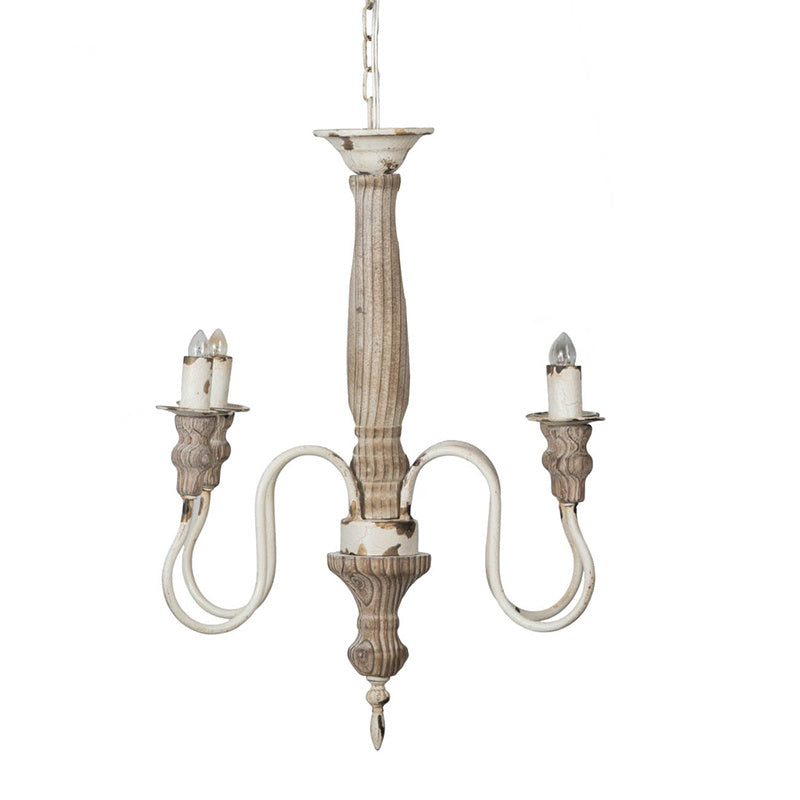 4 - Light Wood Chandelier, Hanging Light Fixture with Adjustable Chain for Kitchen Dining Room Foyer Entryway, Bulb Not Included