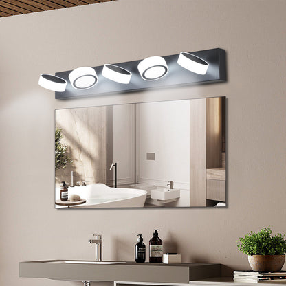 LED Modern Black 5-Light Vanity Lights Fixtures Over Mirror Bath Wall Lighting