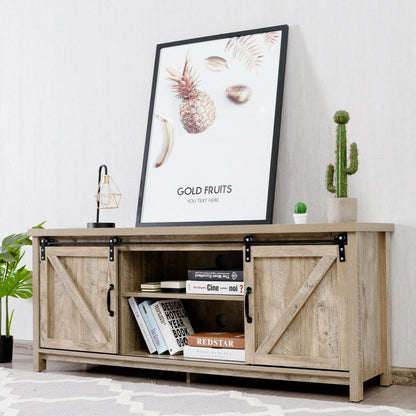TV Stand Media Center Console Cabinet with Sliding Barn Door for TVs Up to 65 Inch