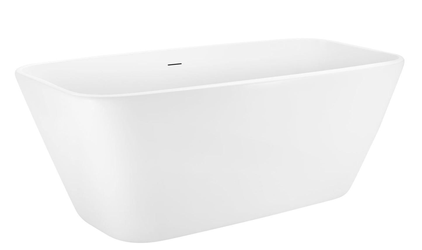 59" Acrylic Alcove Freestanding Soaking White Bathtub Rectangular shape - Home Decor by Design