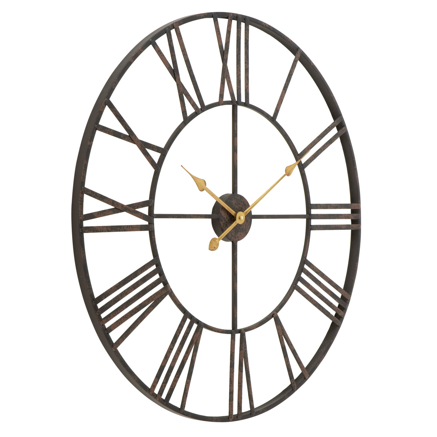 Solange Round Analog Metal Wall Clock - 30" Dark Brown